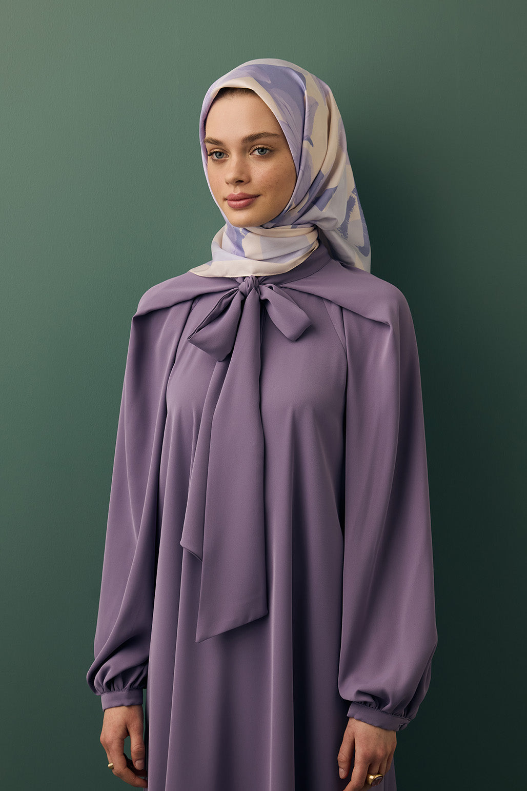 Twill İpek Eşarp Floral Violet