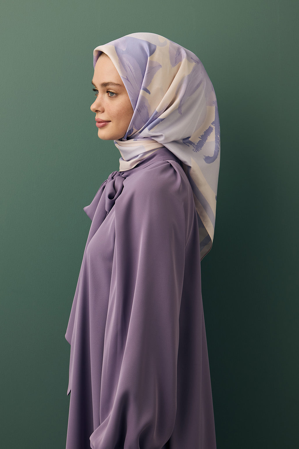 Twill İpek Eşarp Floral Violet