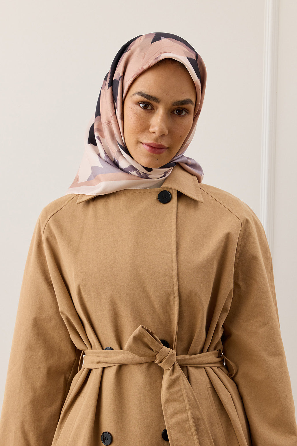 Twill İpek Eşarp Floral Vizon