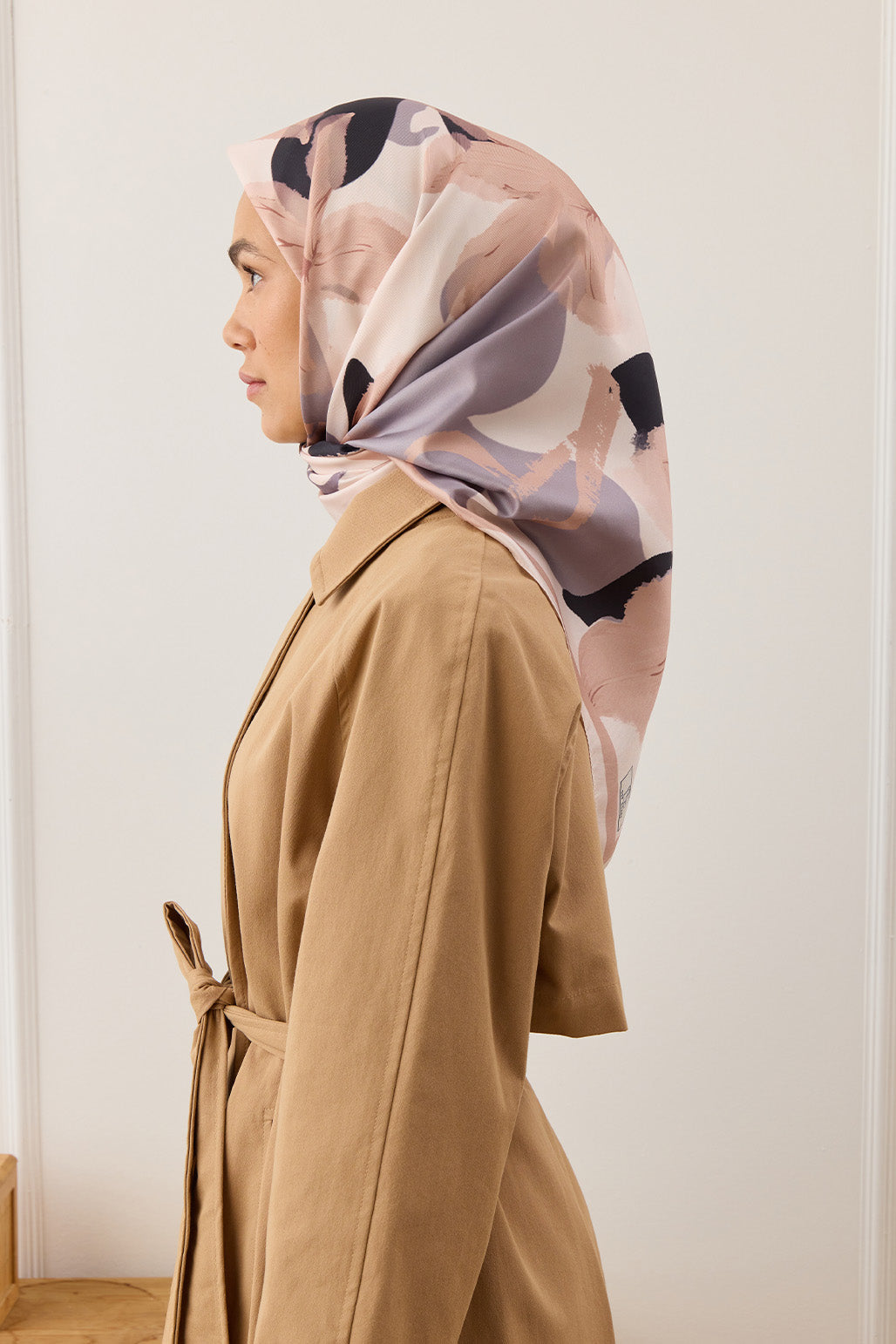 Twill İpek Eşarp Floral Vizon