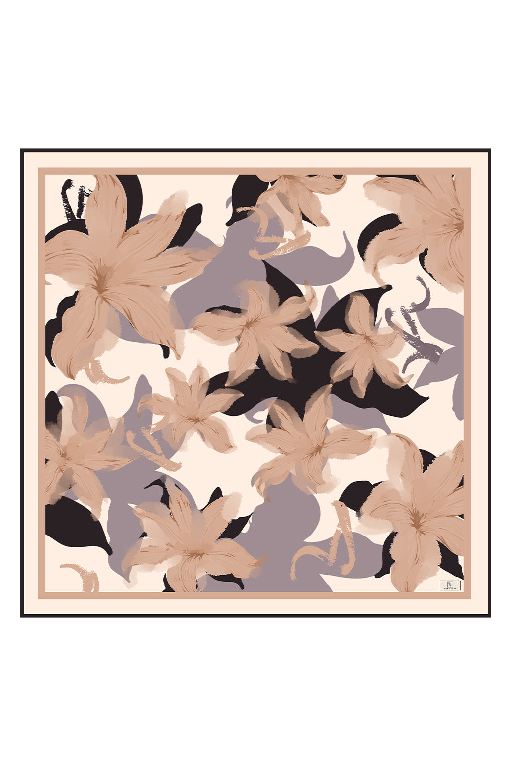 Twill İpek Eşarp Floral Vizon