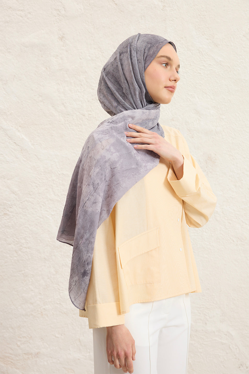 Vela Desenli Pamuk Şal Gül Kurusu