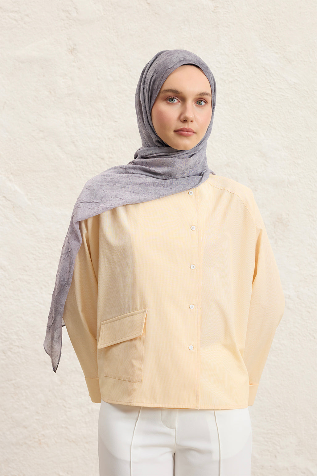 Vela Desenli Pamuk Şal Gül Kurusu