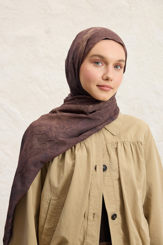 Vela Desenli Pamuk Şal Acı Kahve