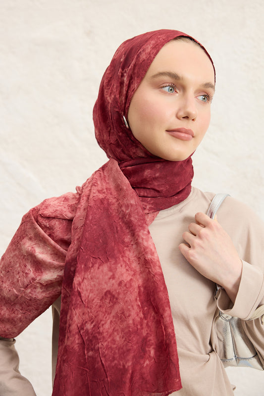 Vela Desenli Pamuk Şal Bordo