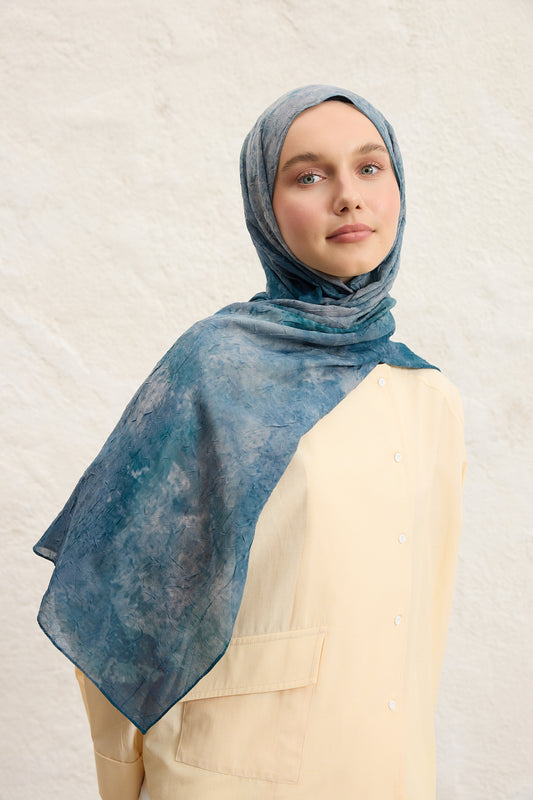 Vela Desenli Pamuk Şal Okyanus