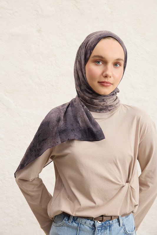 Vela Desenli Pamuk Şal Vizon